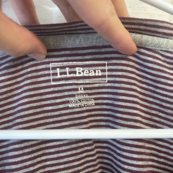 L.L. bean 3/4 length sleeve shirt striped purple and gray size M - Picture 2 of 5